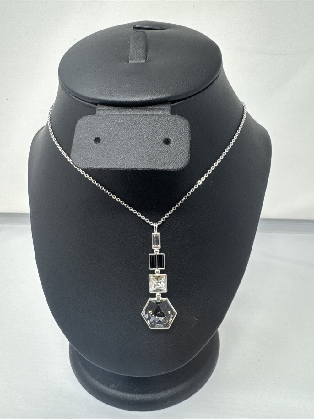 Touchstone Crystal by Swarovski Silver Tone In Shape Geometric Pendant Necklace
